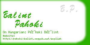 balint pahoki business card